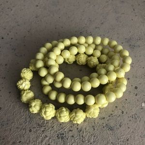 Yellow Floral & Beaded Detail Bracelets